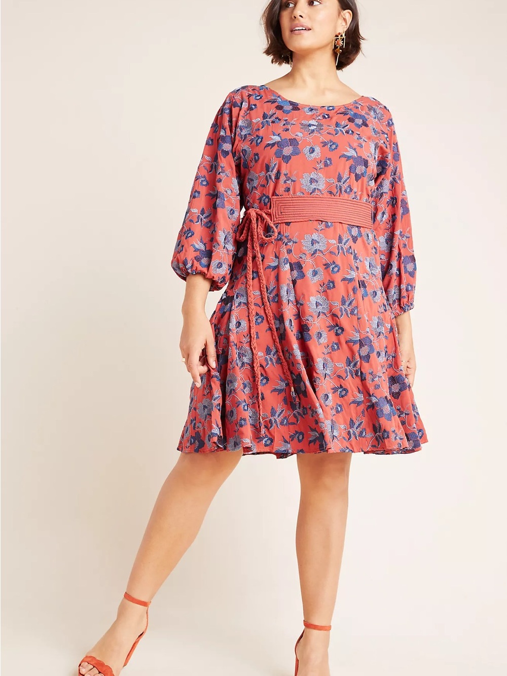 Anthropologie Juniper Embroidered Swing Dress